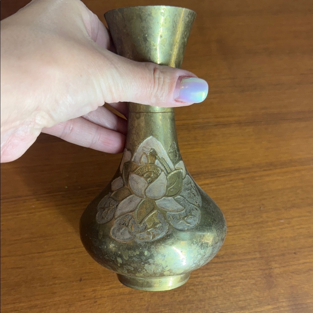Vintage Brass Floral Vase - Picture 9 of 9